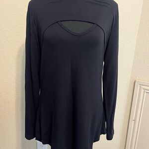 CAbi Black Long Sleeve Peekaboo Blouse